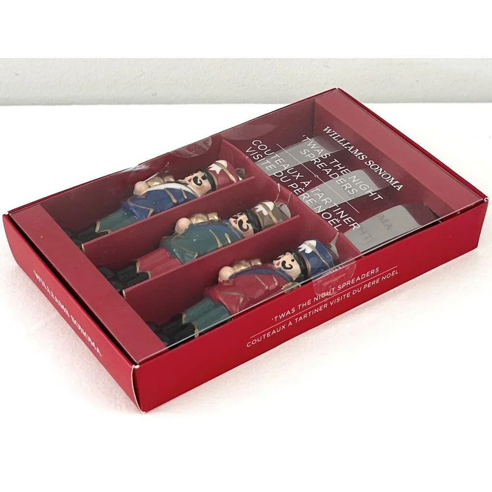 Williams Sonoma Twas the Night Spreader Set of 3 Ceramic Christmas Nutcracker